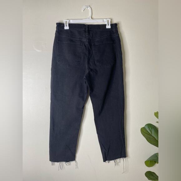 Madewell Classic Straight Jeans in Lunar Wash black stretchy high rise frayed - Picture 4 of 8